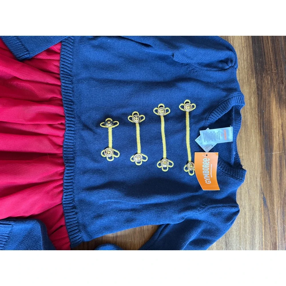 Gymboree Girls Nutcracker Toy Soldier Tulle Dress Navy Blue Red Holiday Size 10